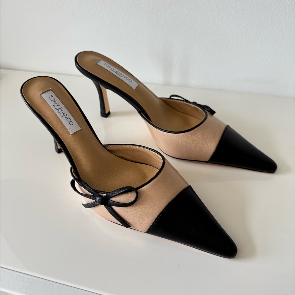 Tony Bianco Black and Cream Shirley Heels - Size 6